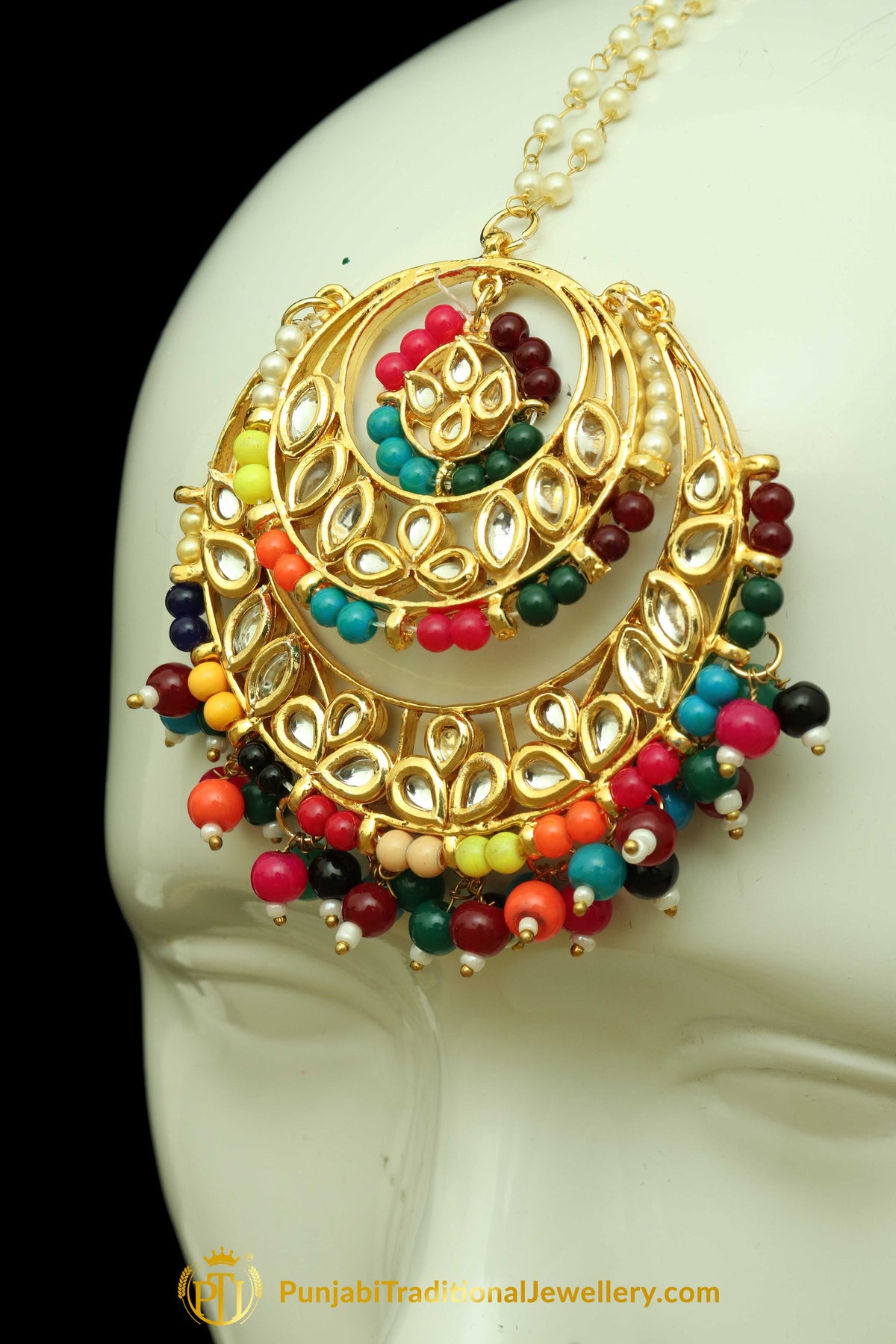Multi Kundan Earring Tikka Set By Punjabi Traditional Jewellery