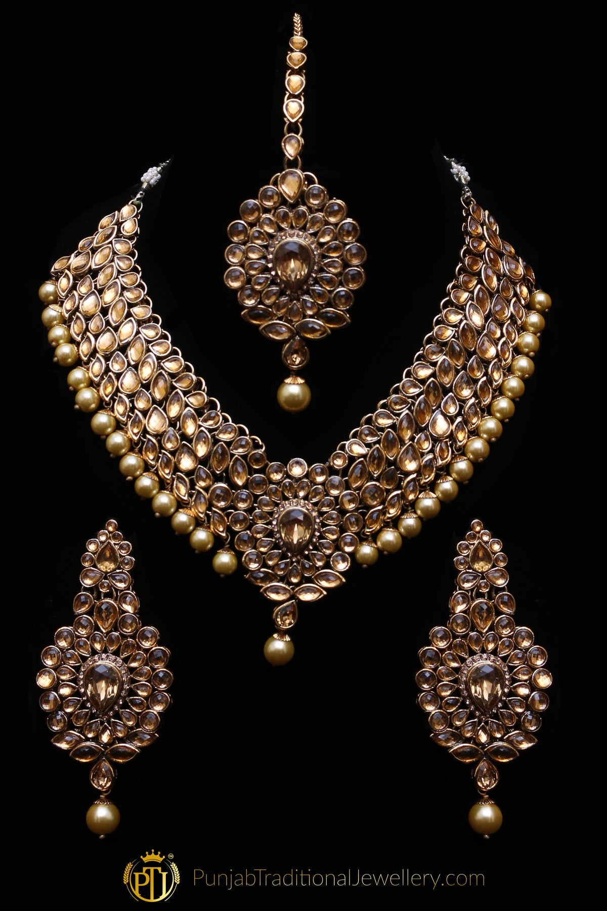 Kundan Pearl Necklace Set By Punjabi Traditional Jewellery