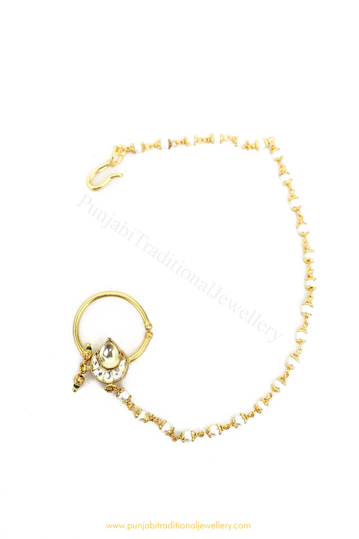 Gold Plated Kundan Nath By PTJ