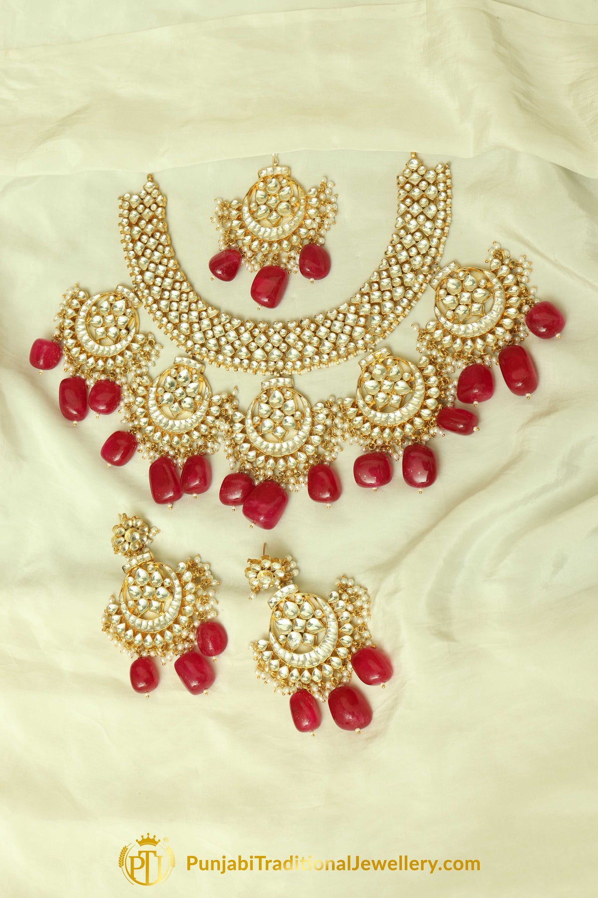 Daania Rubby Kundan Necklace Set | Punjabi Traditional Jewellery Exclusive