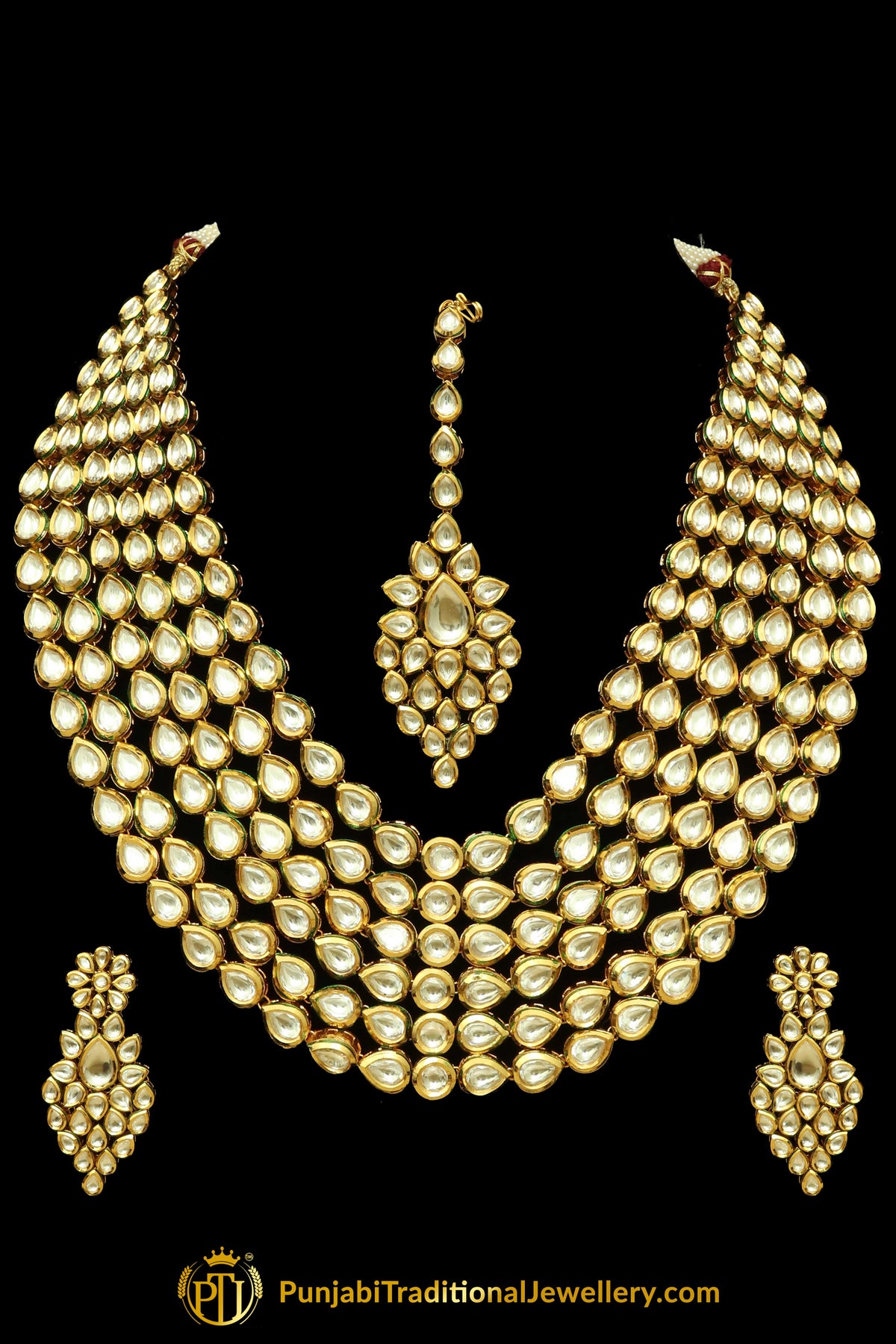 White Kundan Necklace Set By Punjabi Traditional Jewellery
