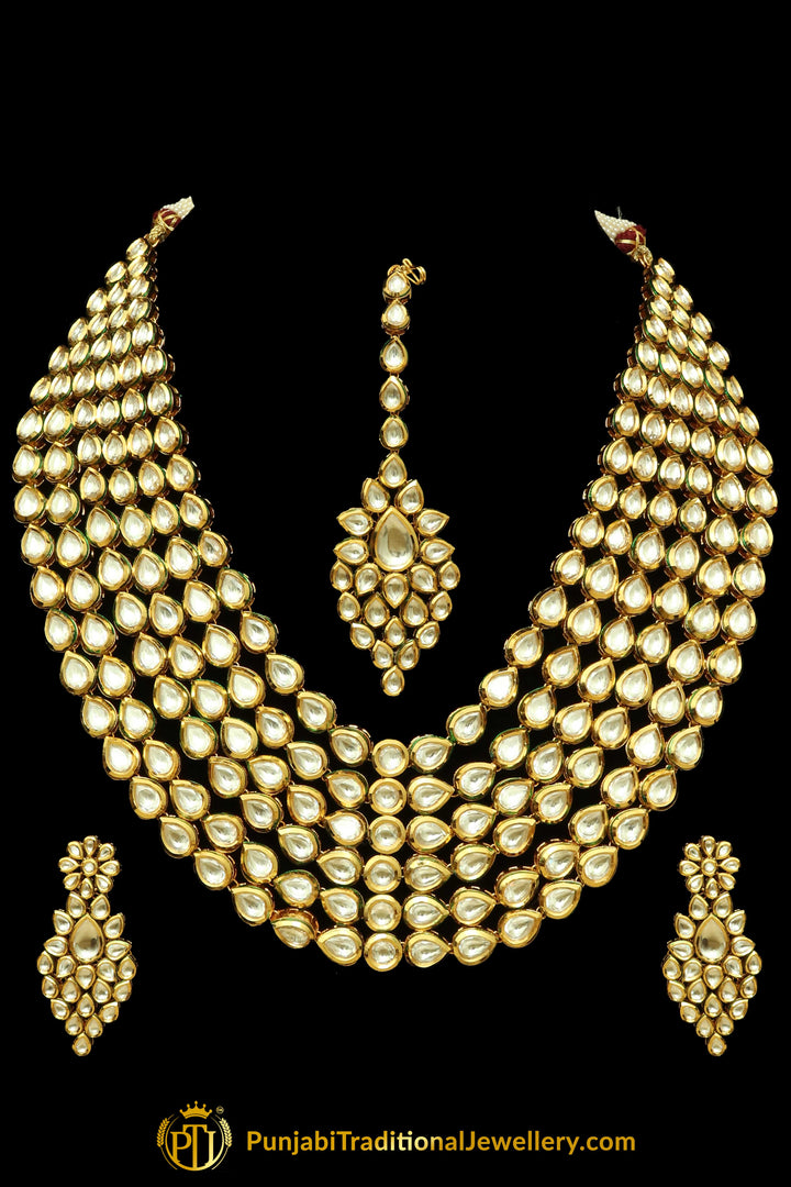 White Kundan Necklace Set By Punjabi Traditional Jewellery