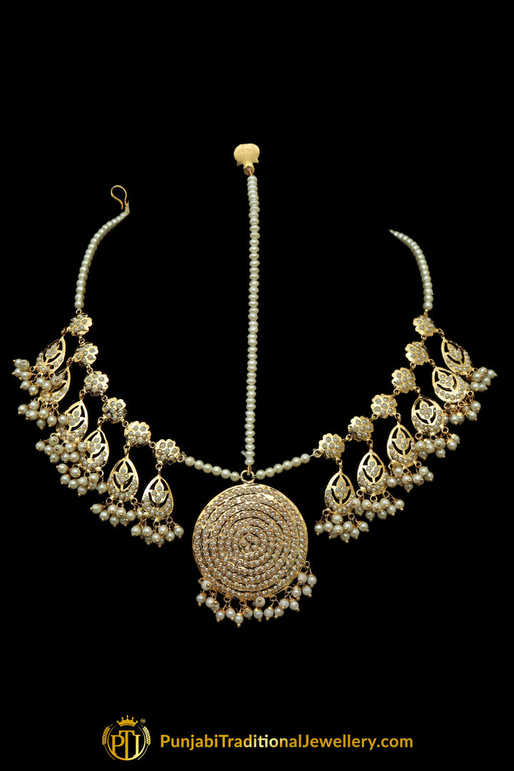 Golden White Matha Patti By Punjabi Traditional Jewellery