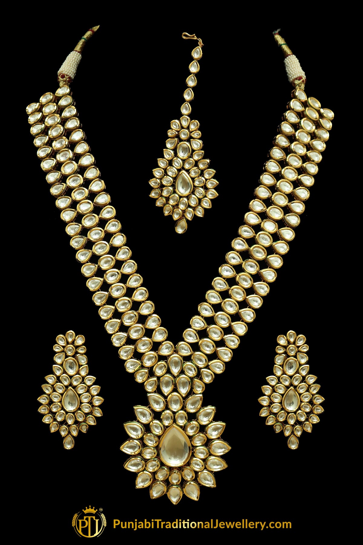 Golden Kundan Necklace Set By Punjabi Taditional Jewellery