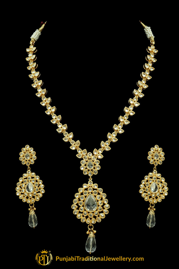 Silver Polki Necklace Set By Punjabi Traditional Jewellery