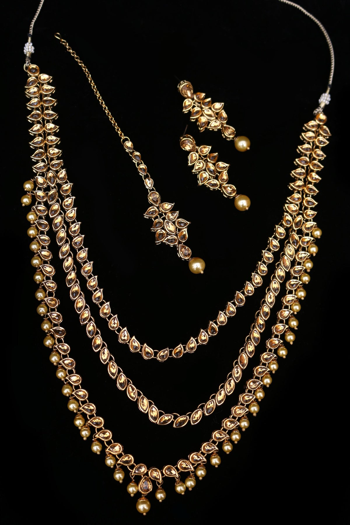Qahr Kundan long set Necklace Set By Punjabi Traditional Jewellery