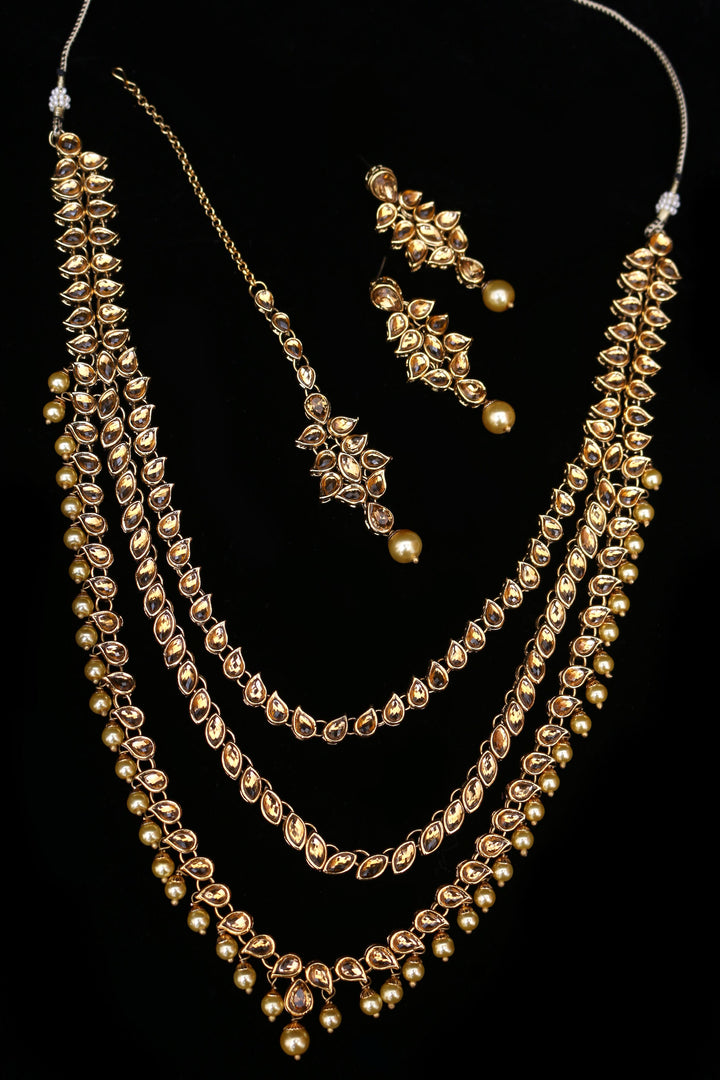 Qahr Kundan long set Necklace Set By Punjabi Traditional Jewellery