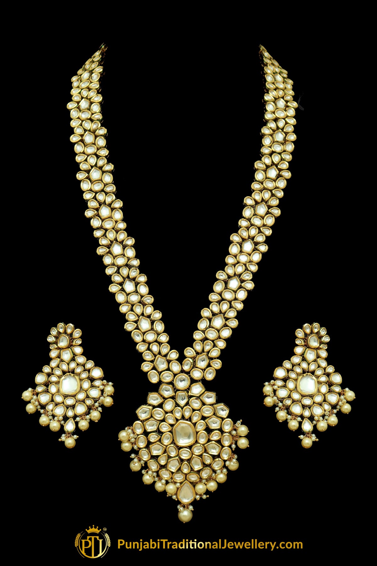 Golden Kundan Necklace Set By Punjabi Taditional Jewellery