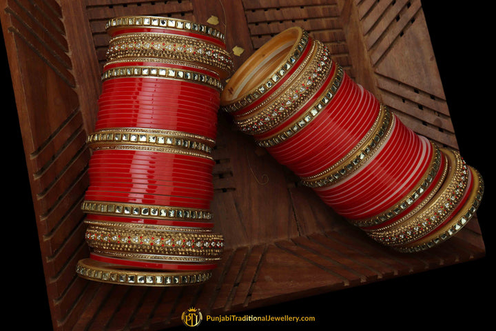 Red Wedding Bridal Chura By Punjabi Traditional Jewellery