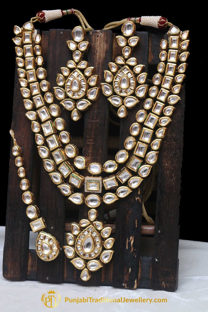 Triple Stringed Kundan With Pendant Necklace Set By Punjabi Traditional Jewellery