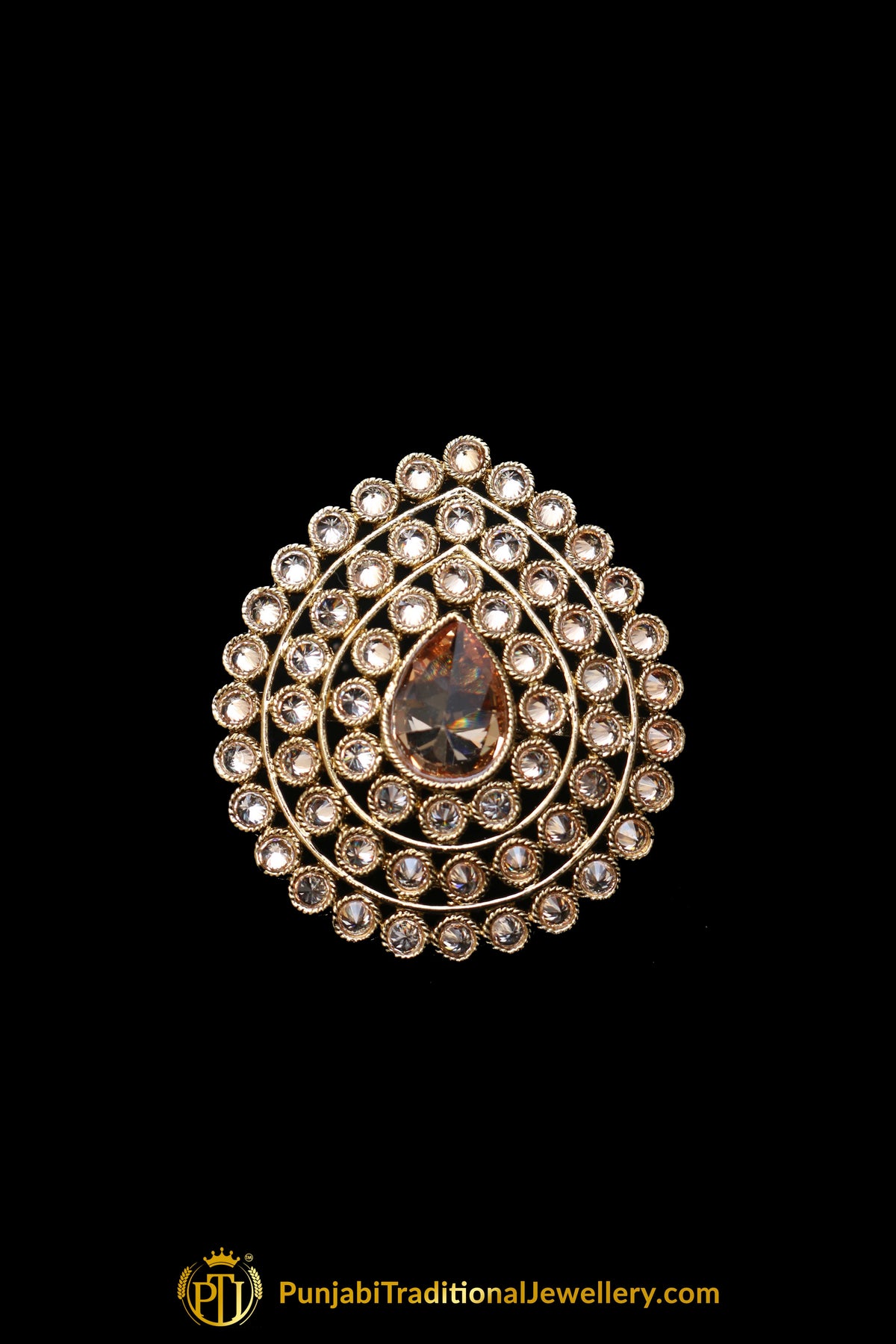 Gold Plated Champagne Ring By Punjabi Traditional Jewellery