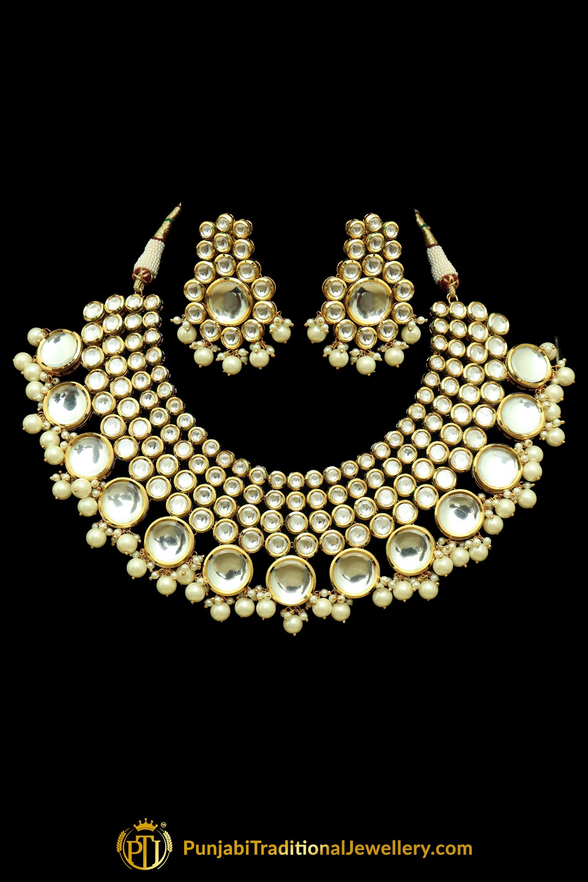 Golden Kundan Necklace Set By Punjabi Taditional Jewellery