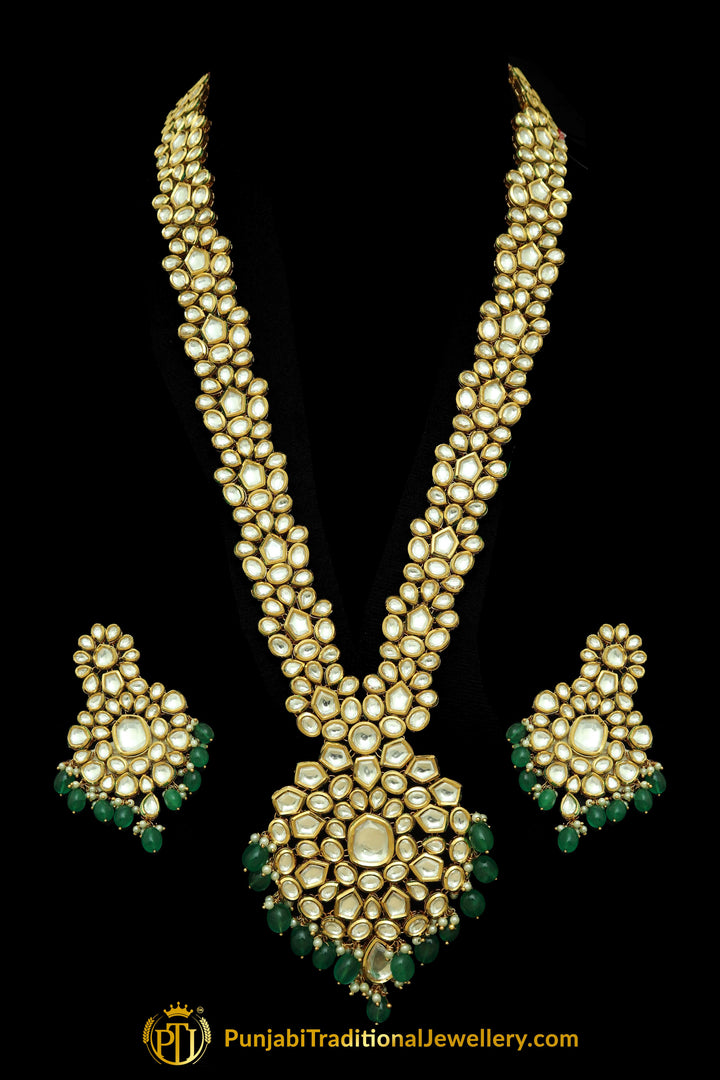 Green Kundan Necklace Set By Punjabi Taditional Jewellery