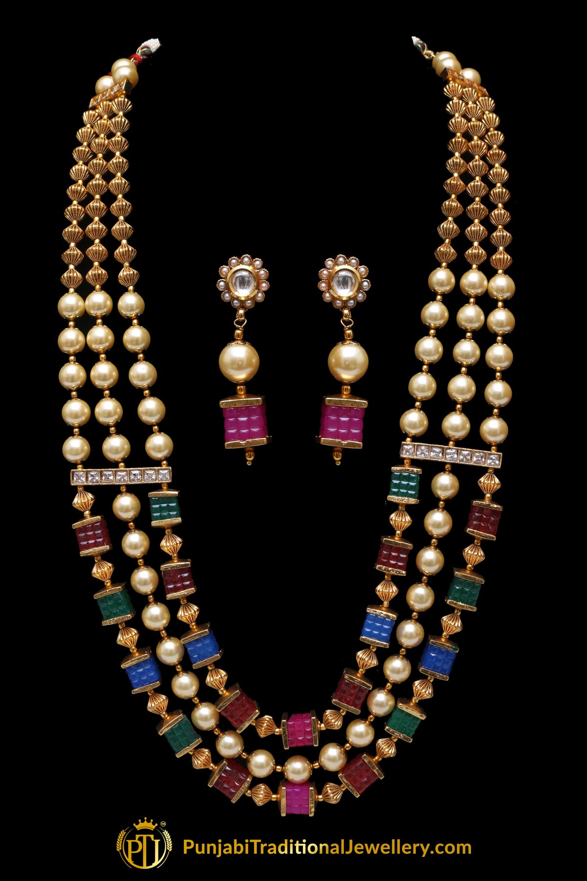 Multi Jodha Mala Necklace Set By Punjabi Traditional Jewellery