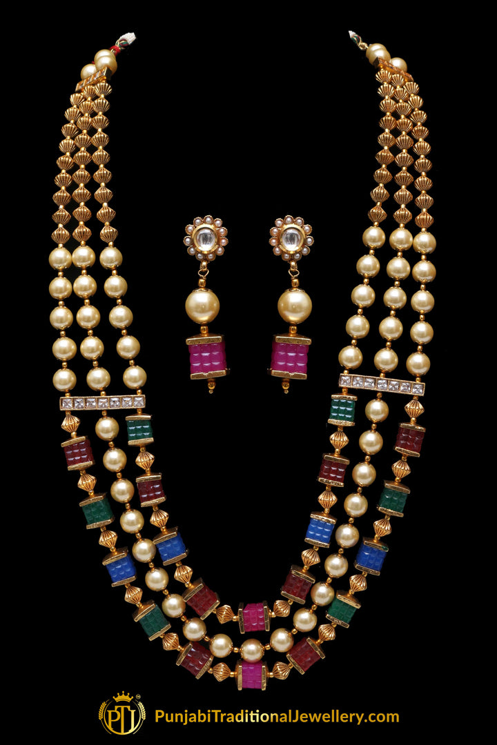 Multi Jodha Mala Necklace Set By Punjabi Traditional Jewellery