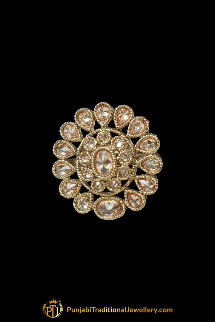 Gold Plated Champagne Ring By Punjabi Traditional Jewellery