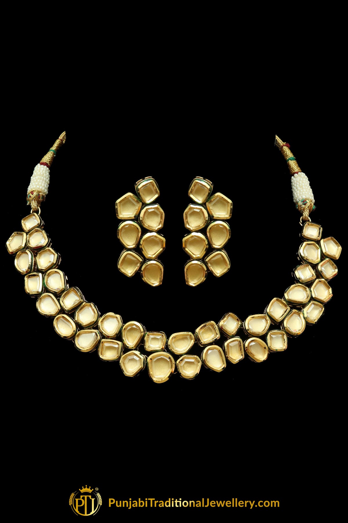 Gold Kundan Necklace Set By Punjabi Traditional Jewellery