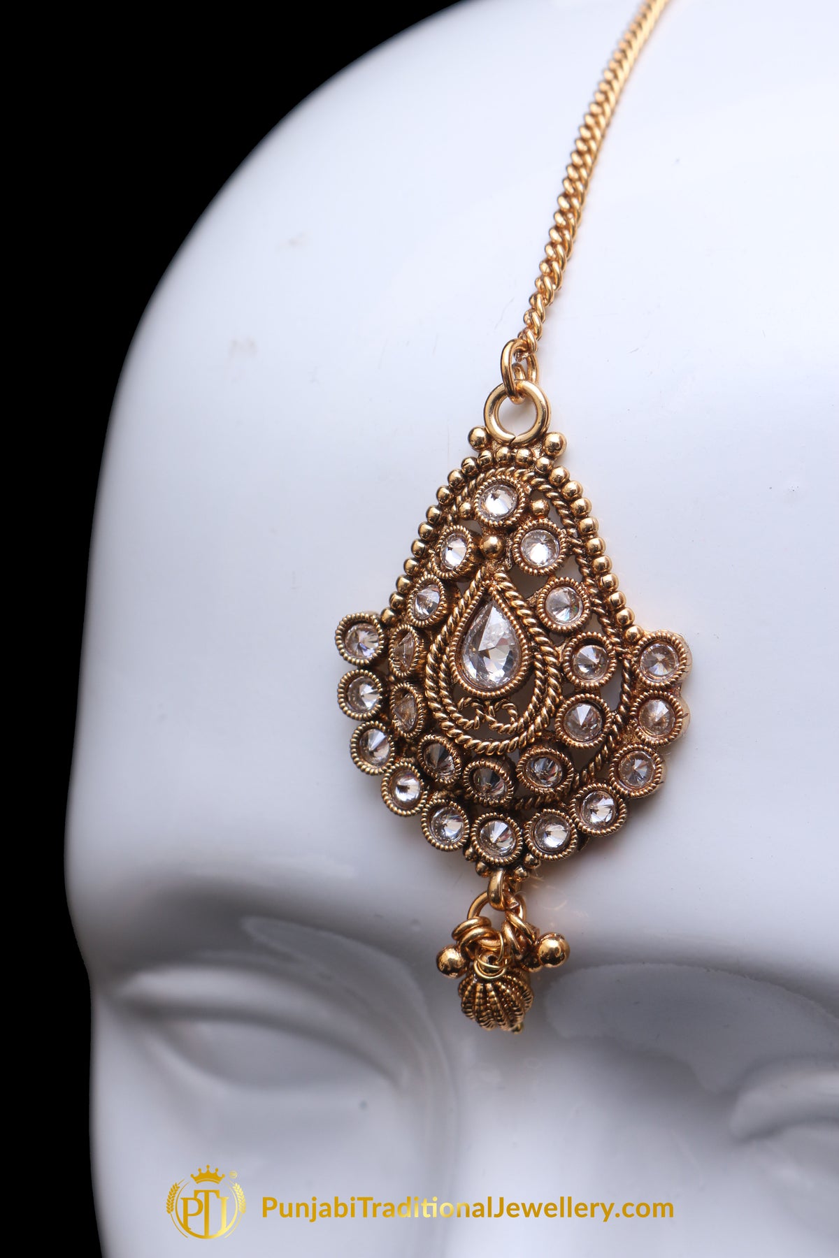 Golden Polki Earring Tikka Set By Punjabi Traditional Jewellery