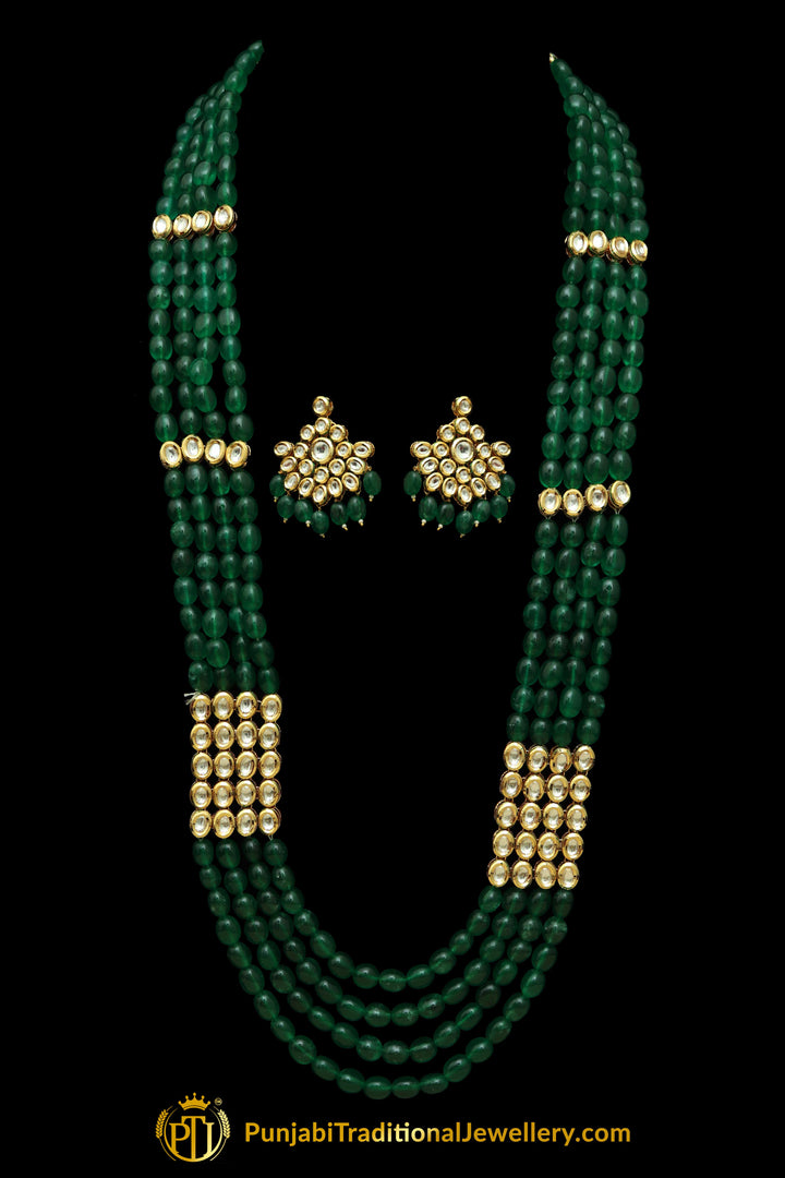 Green Kundan Necklace Set By Punjabi Taditional Jewellery