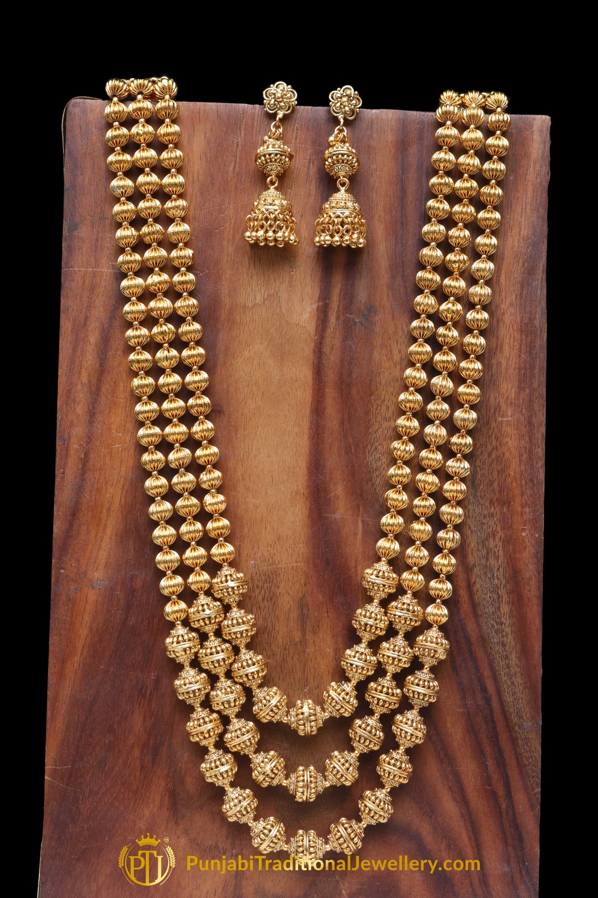 Golden Jodha Mala Necklace Set By Punjabi Traditional Jewellery
