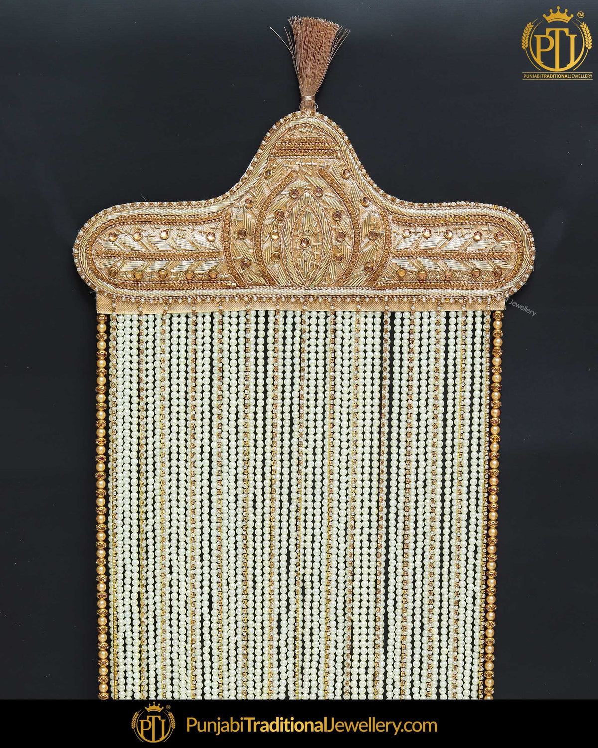 Golden Jercon Pearl Groom Sehra | Punjabi Traditional Jewllery Exclusive