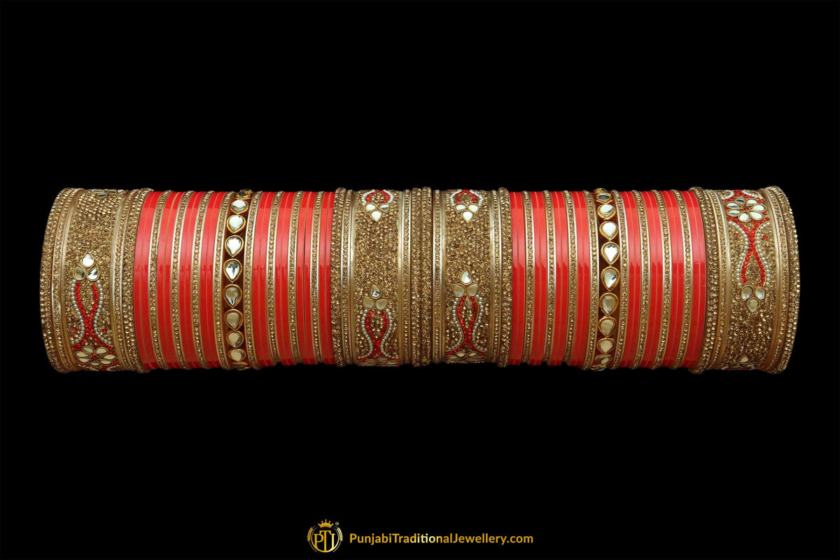 Peach Color Wedding Bridal Chura By Punjabi Traditional Jewellery