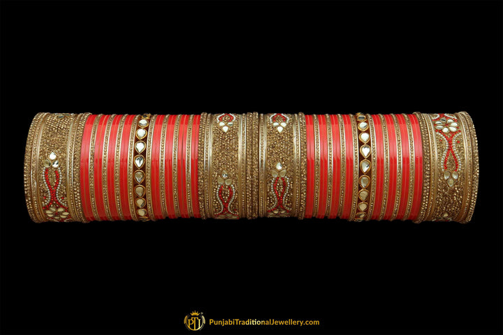 Peach Color Wedding Bridal Chura By Punjabi Traditional Jewellery