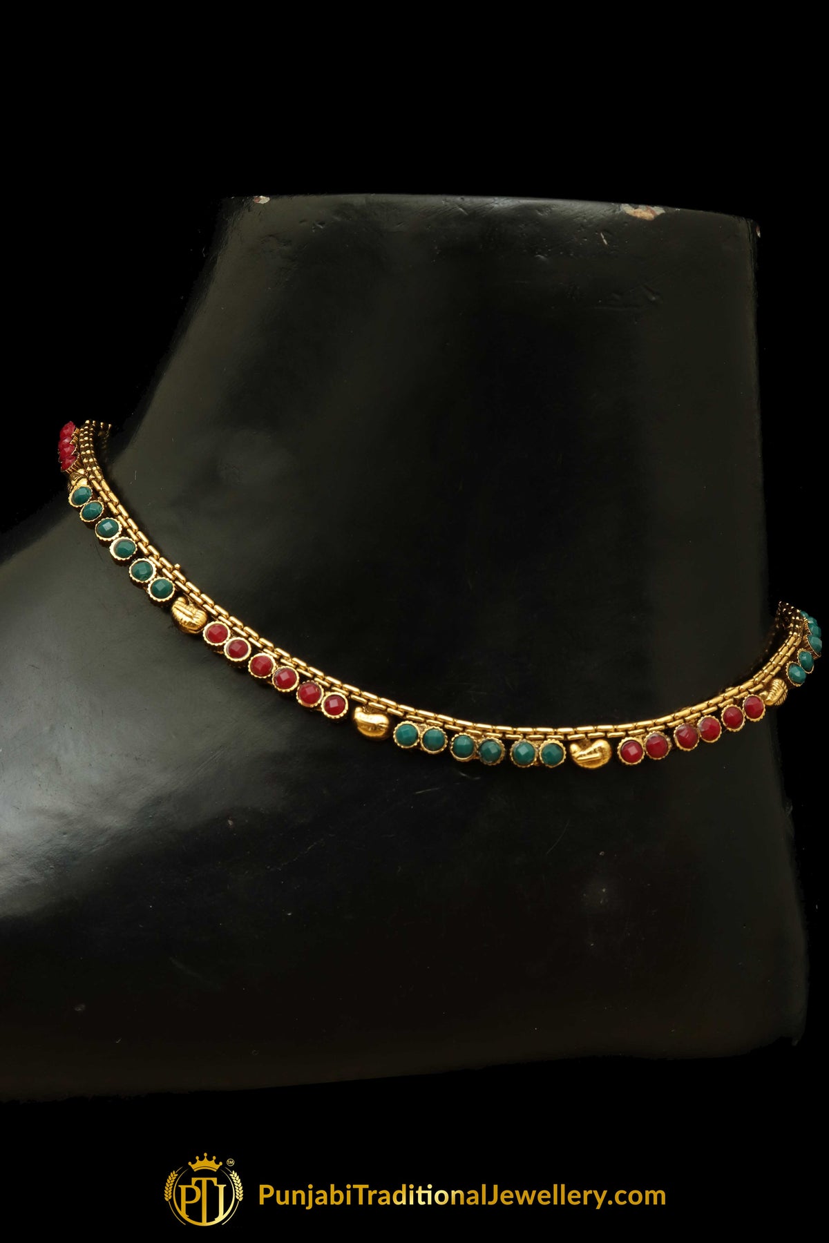 Rubby Panna Polki Payal By Punjabi Traditional Jewellery