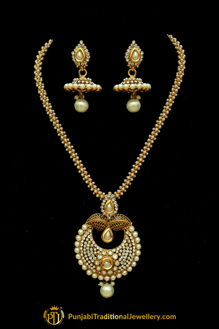 Kundan Pearl Jodha Necklace Set By Punjabi Traditional Jewellery