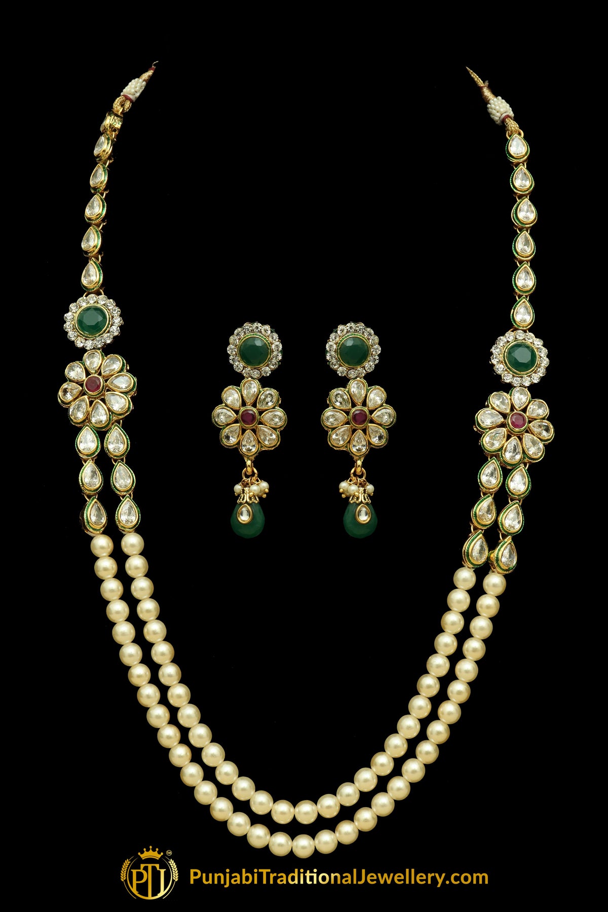 Polki Pearl Necklace Set By Punjabi Traditional Jewellery