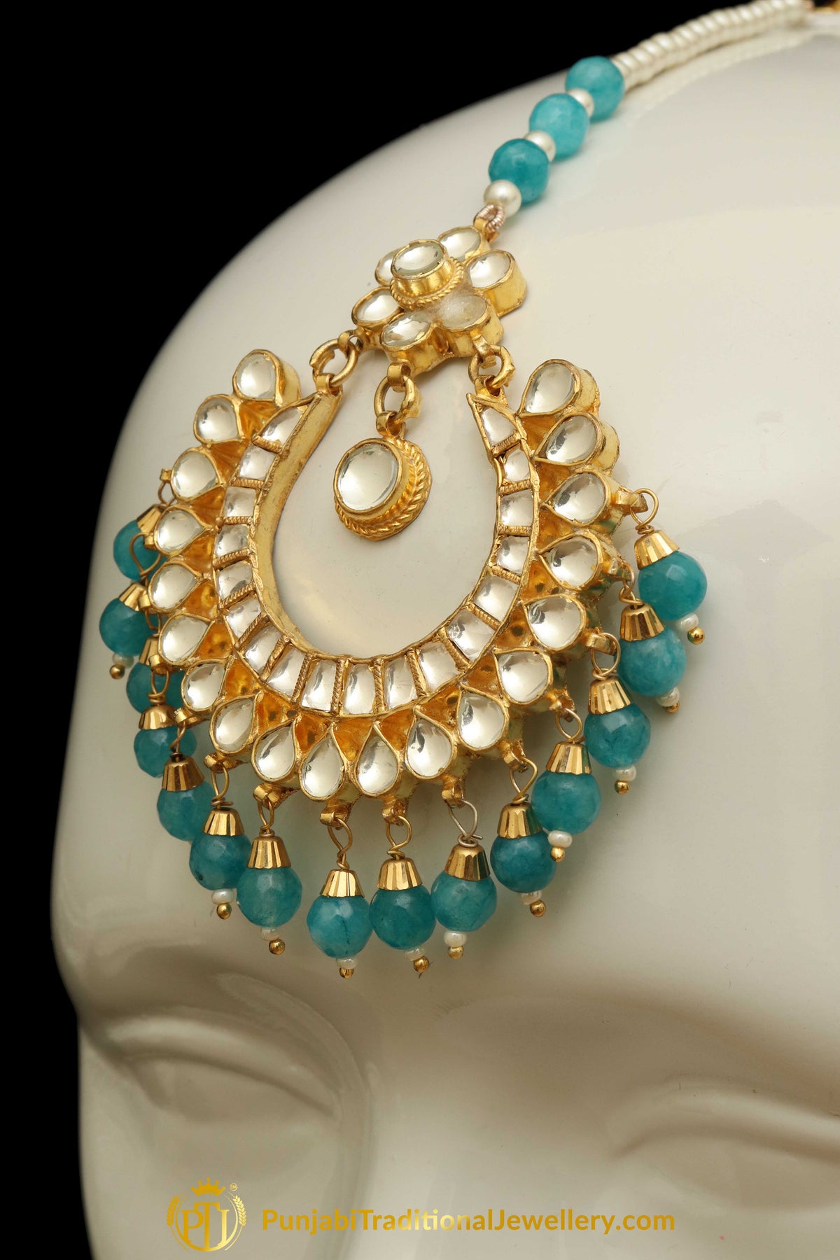 Firozi Kundan Earring Tikka Set | Punjabi Traditional Jewellery Exclusive