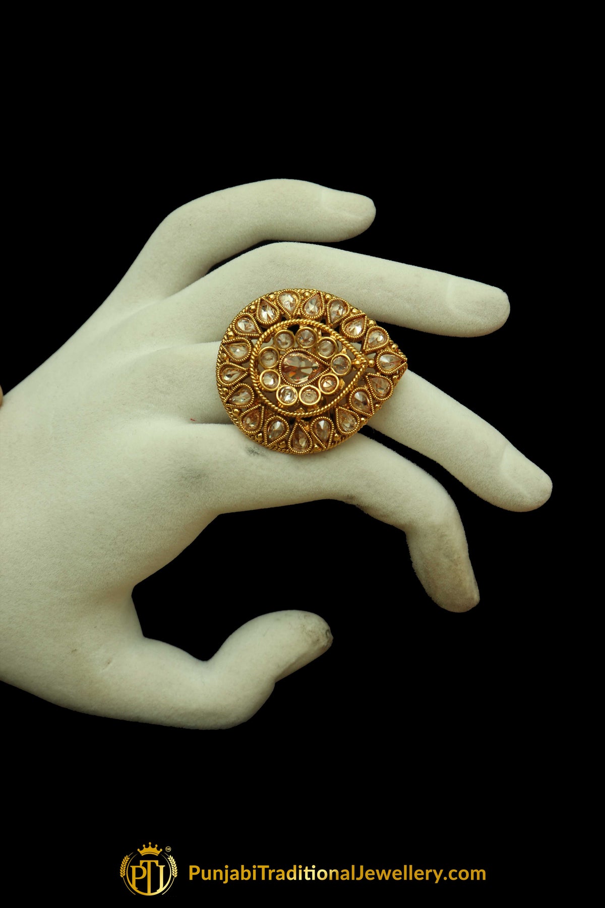 Champagne Stone Ring By Punjabi Traditional Jewellery