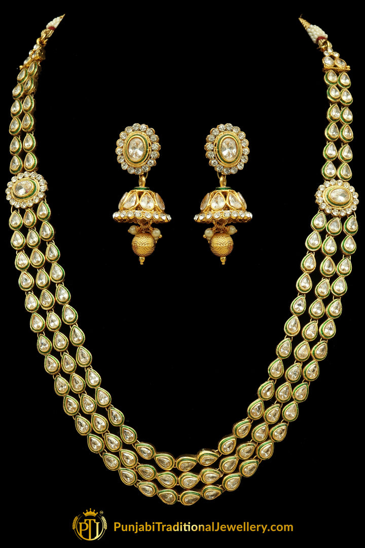Silver Polki Necklace Set By Punjabi Traditional Jewellery