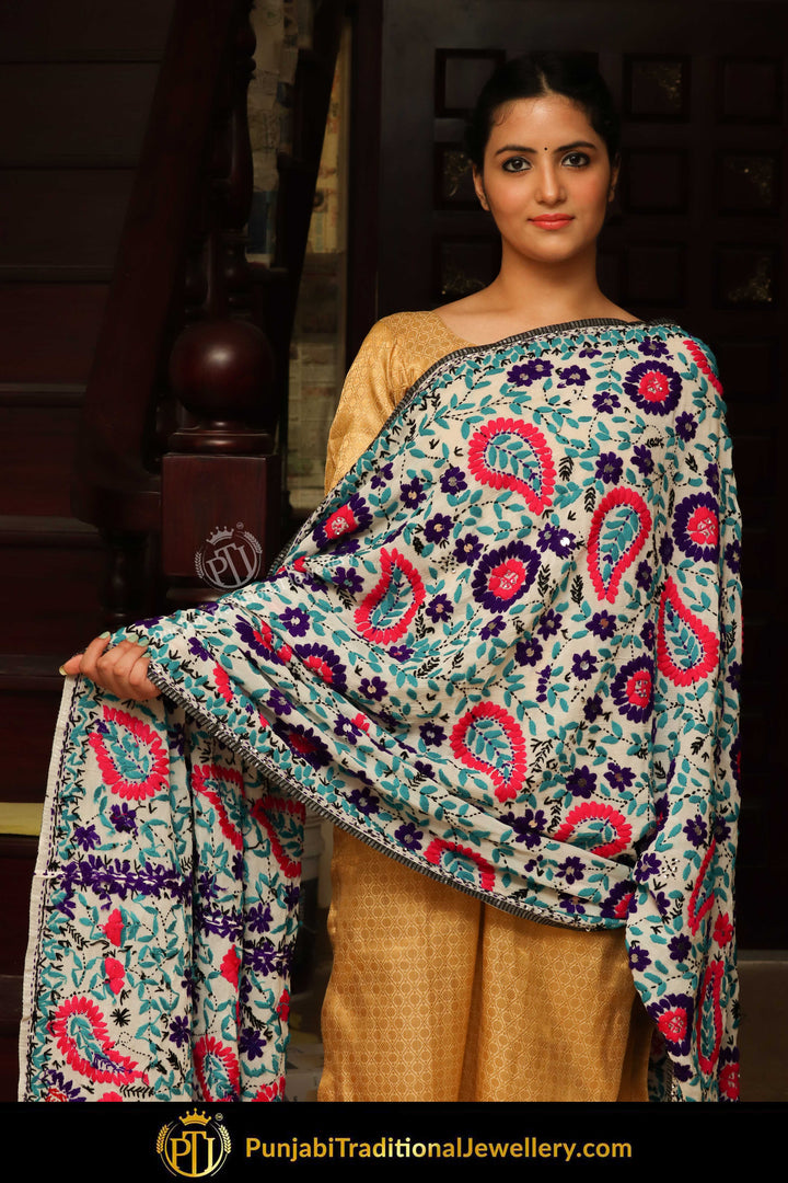 Multi Color Pure Phulkari Dupatta By Punjabi Traditional Jewellery