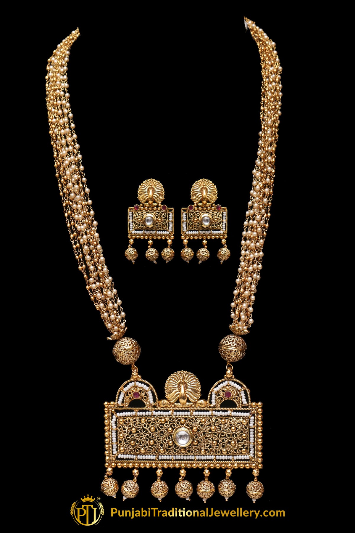Golden Jodha Necklace Set By Punjabi Traditional Jewellery