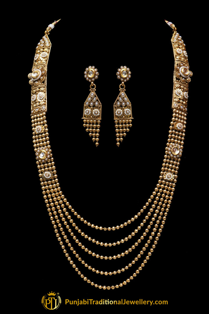 Golden Polki Necklace Set By Punjabi Traditional Jewellerylong