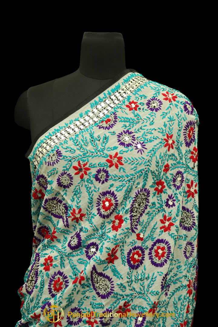 Multi Color Pure Phulkari Dupatta By Punjabi Traditional Jewellery