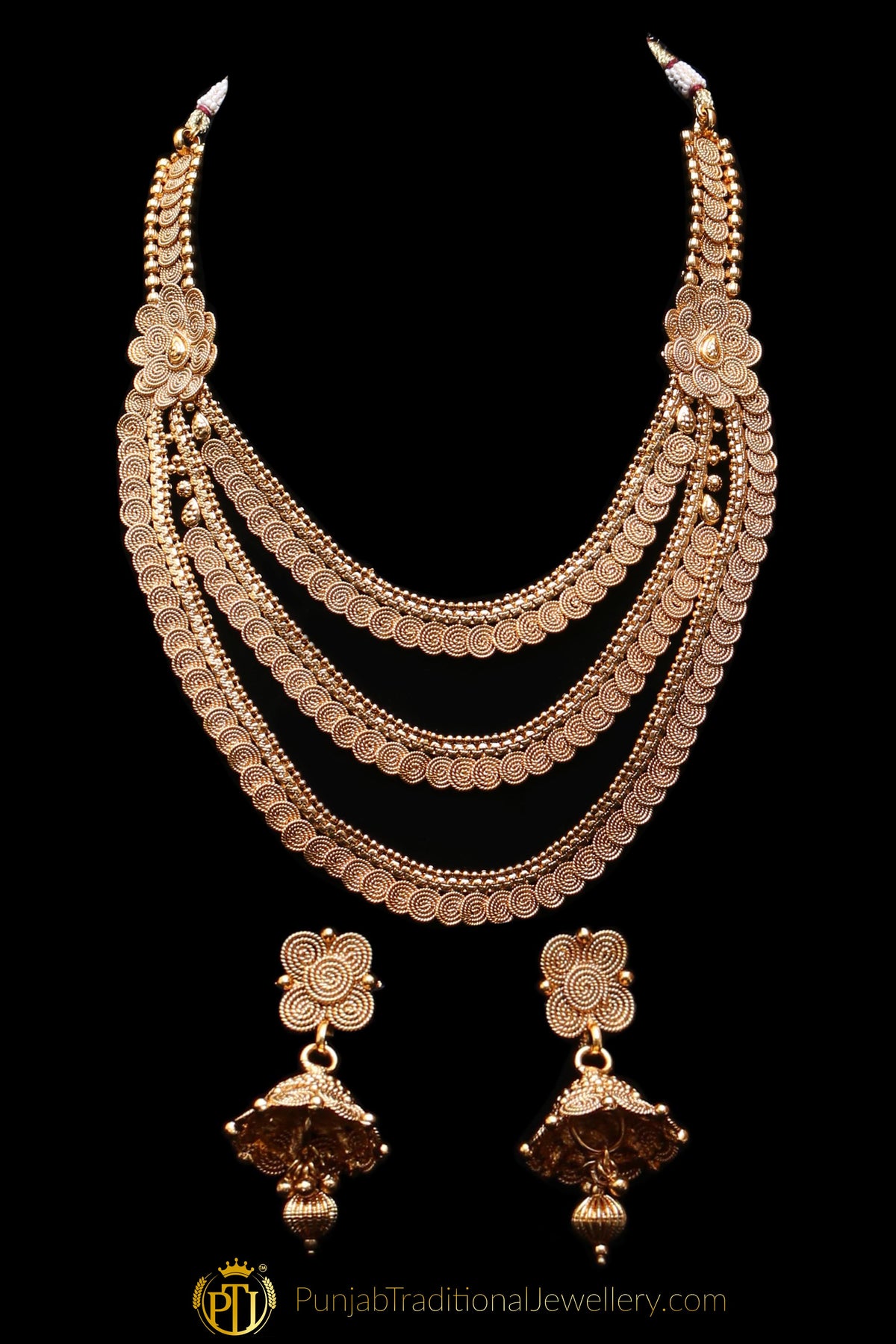 Antique Gold Necklace Set By Punjabi Traditional Jewellery