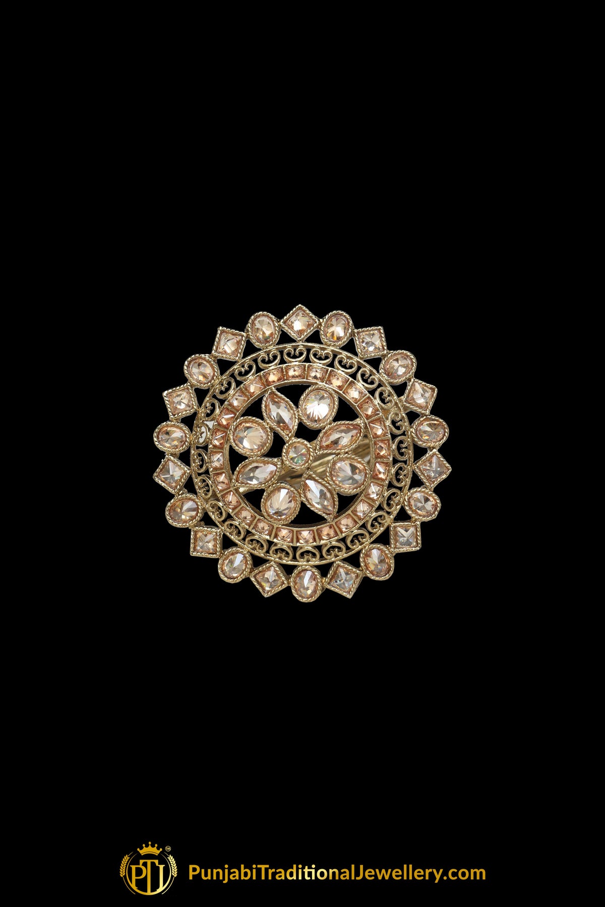 Gold Plated Champagne Ring By Punjabi Traditional Jewellery