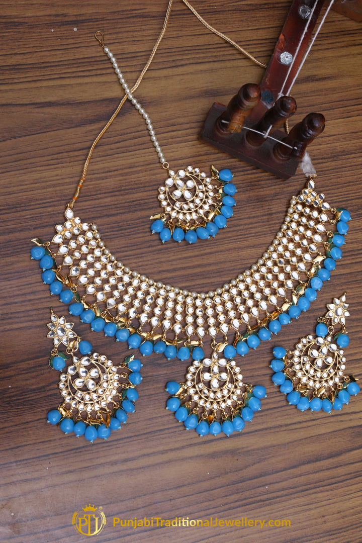 Anokhi Firozi Kundan Necklace Set Punjabi Traditional Jewellery