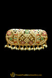 Gold Finished Navratan Pearl Jadau Clip Hair Accessories By Punjabi Traditional Jewellery