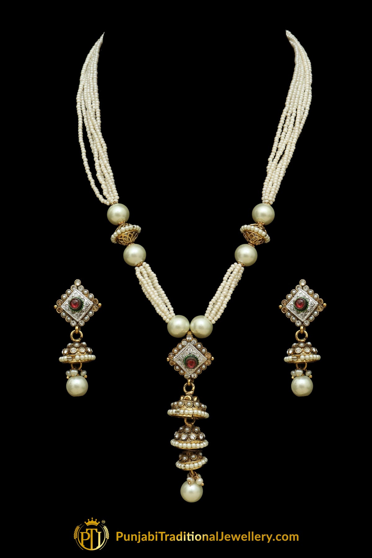 Pearl Jodha Mala Necklace Set By Punjabi Traditional Jewellery