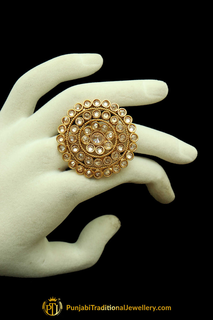 Champagne Stone Ring By Punjabi Traditional Jewellery