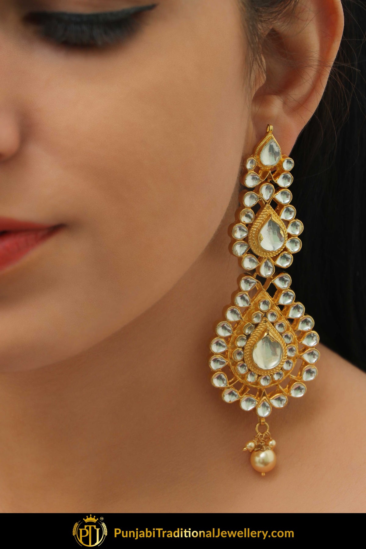 Abeerah Gold Finished Kundan Necklace Set | Punjabi Traditional Jewellery Exclusive