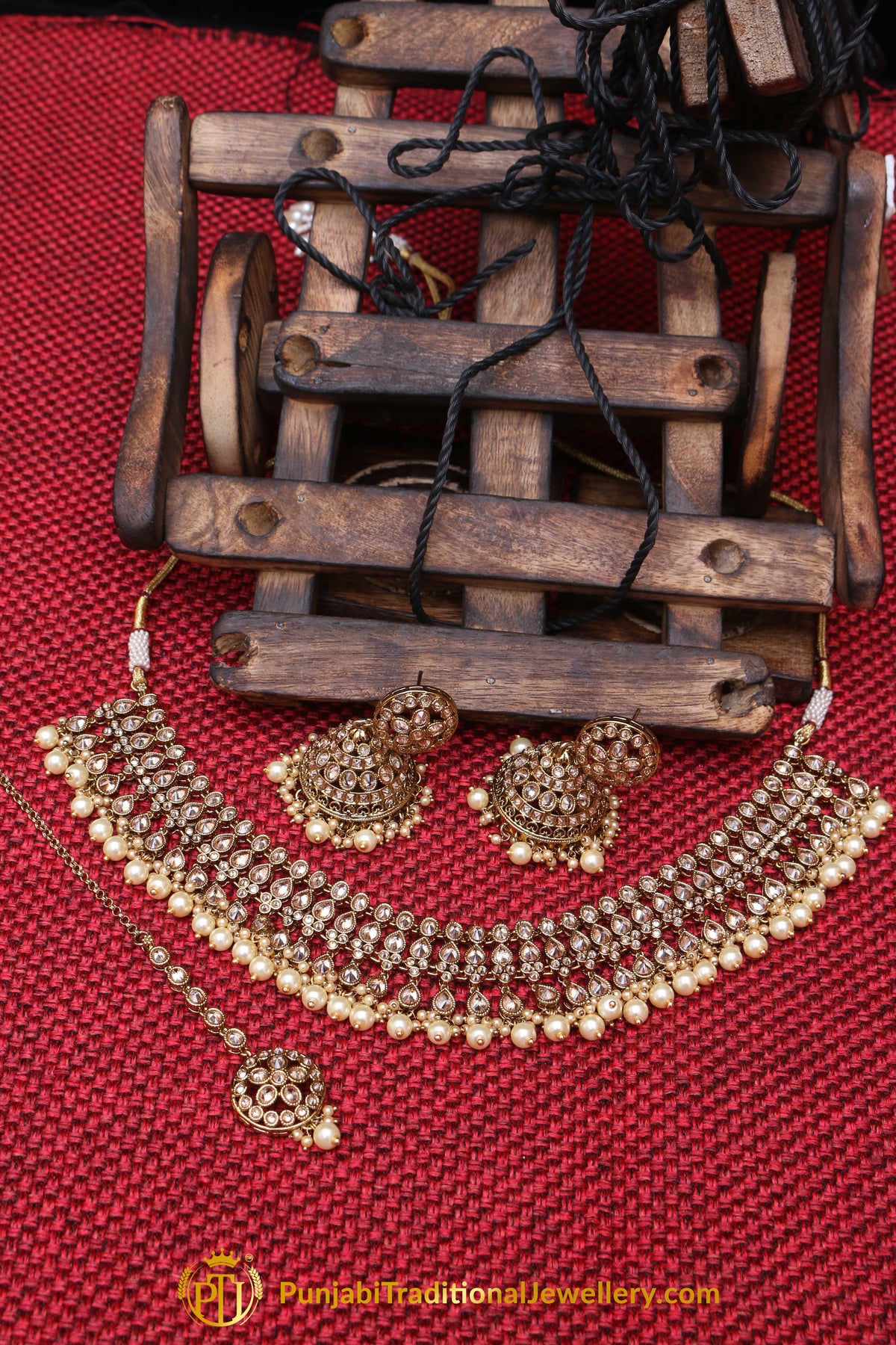 Champagne Stone Necklace Set By Punjabi Traditional Jewellery