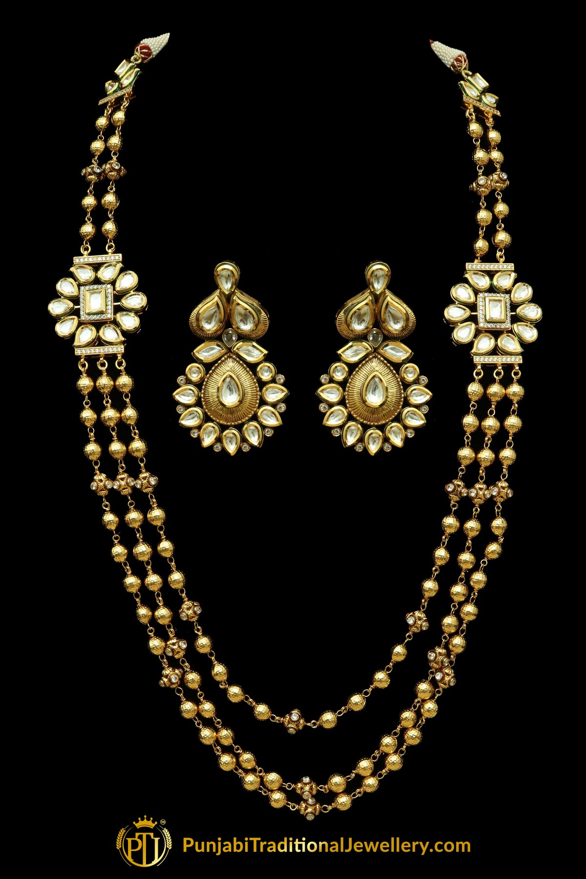 Matt Gold Necklace Set By Long Punjabi Traditional Jewellery