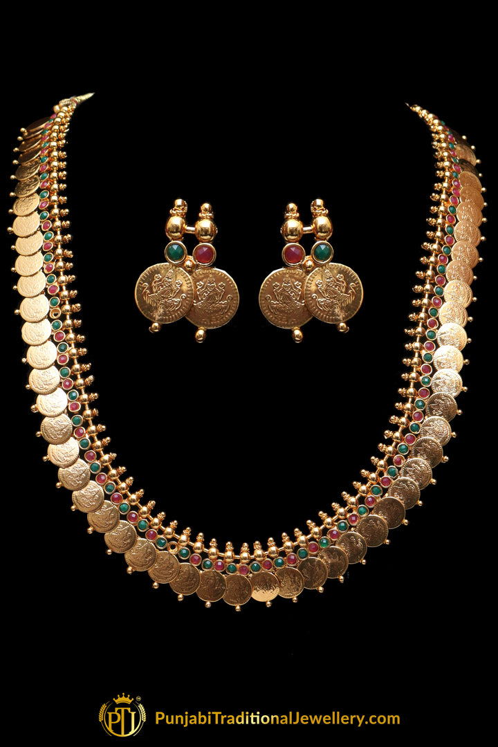 Green & Red Polki Necklace Set By Punjabi Traditional Jewellery