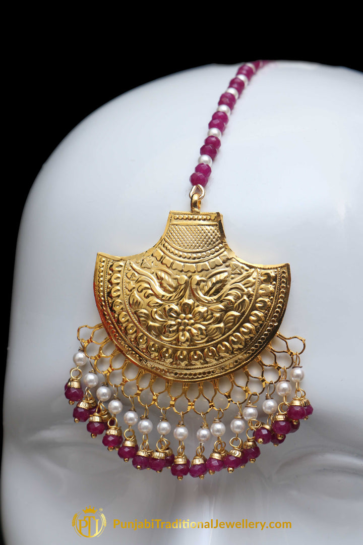 Rubby Patra Earring Tikka Set By Punjabi Traditional Jewellery