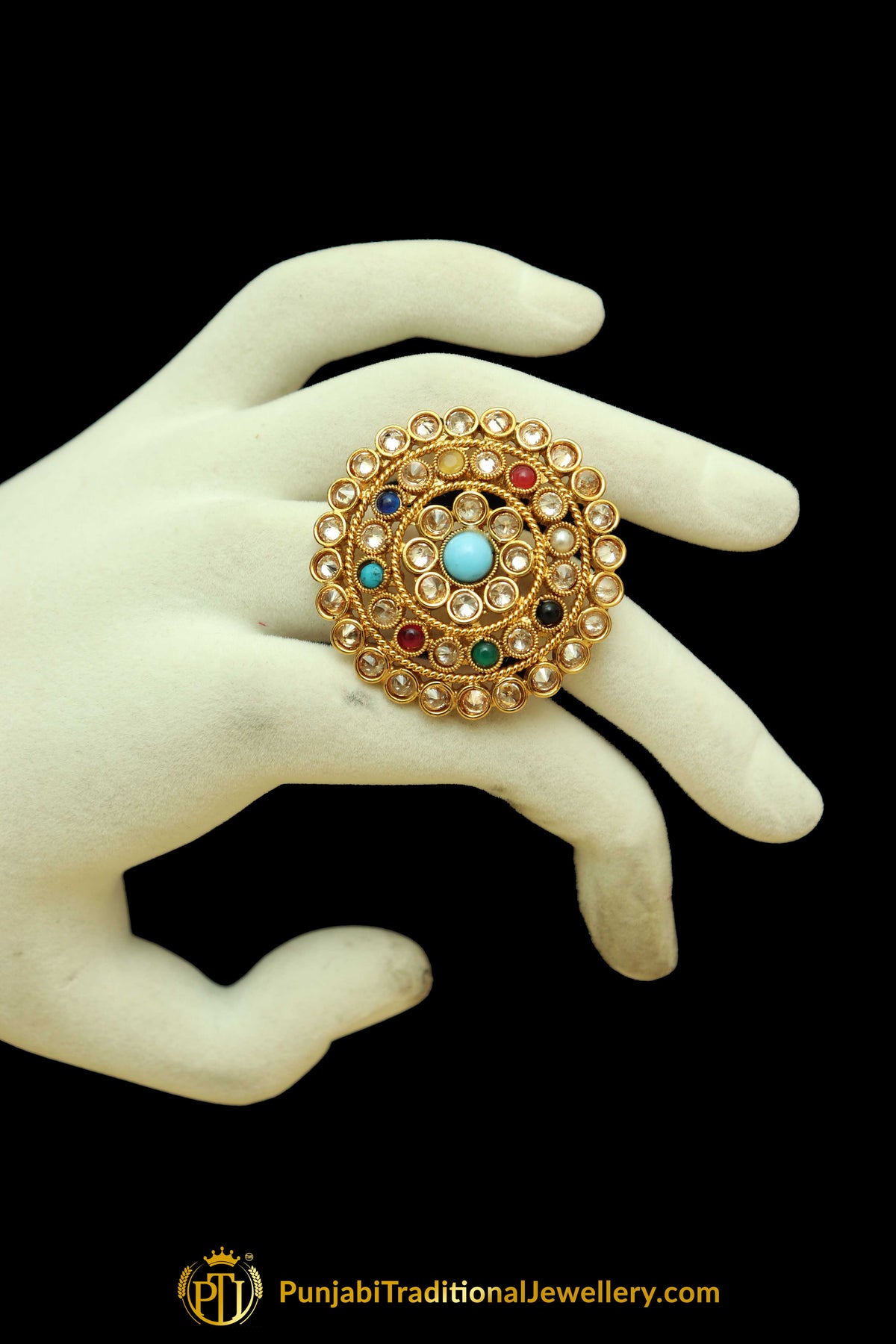 Polki With Multi Color Ring By Punjabi Traditional Jewellery