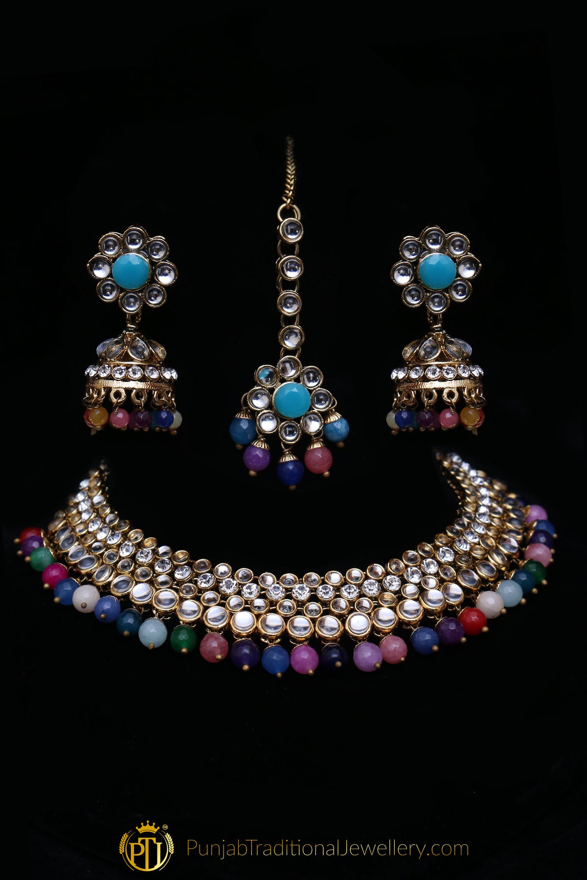 Multi Kundan Necklace Set By Punjabi Traditional Jewellery